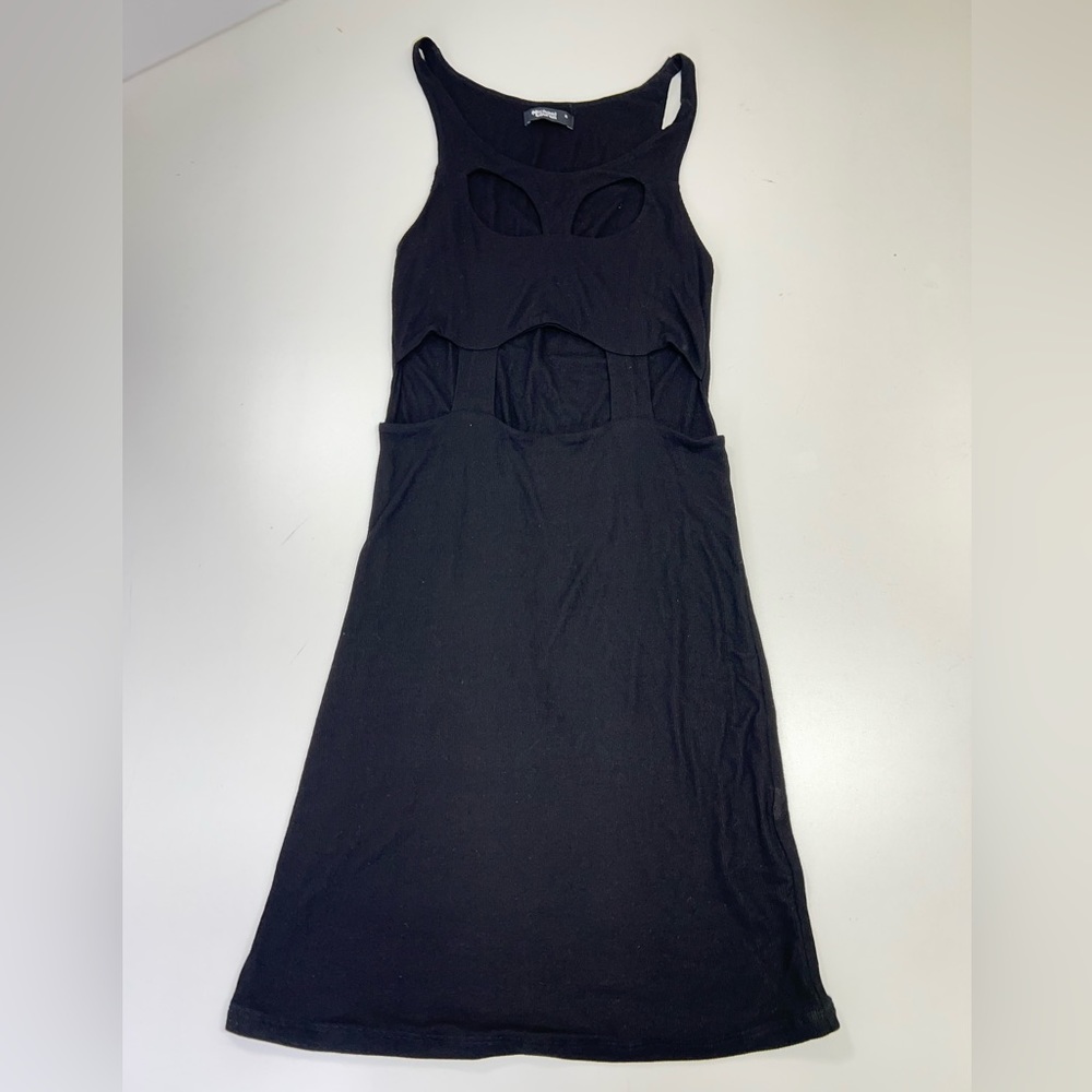 REVOLVE Michael Lauren Dress Black Ribbed Knit Cut Out Sample Size Small NEW - Picture 2 of 12